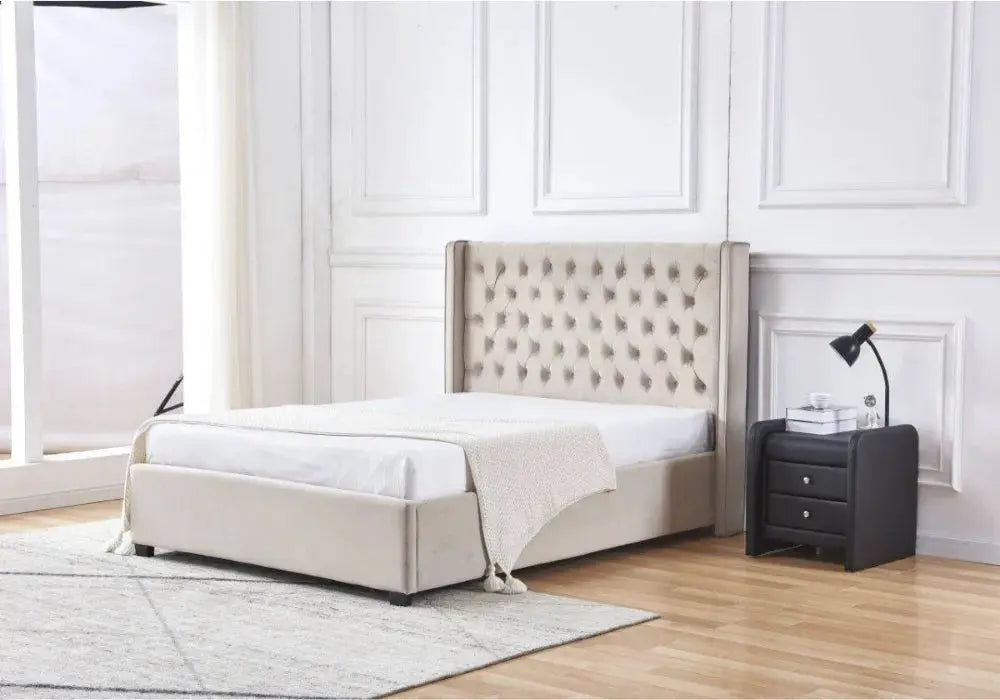 160x200-LIT-ERES-CAPITONNE-VELOURS Eres Velvet Tufted Bed 160x200 - Image 1