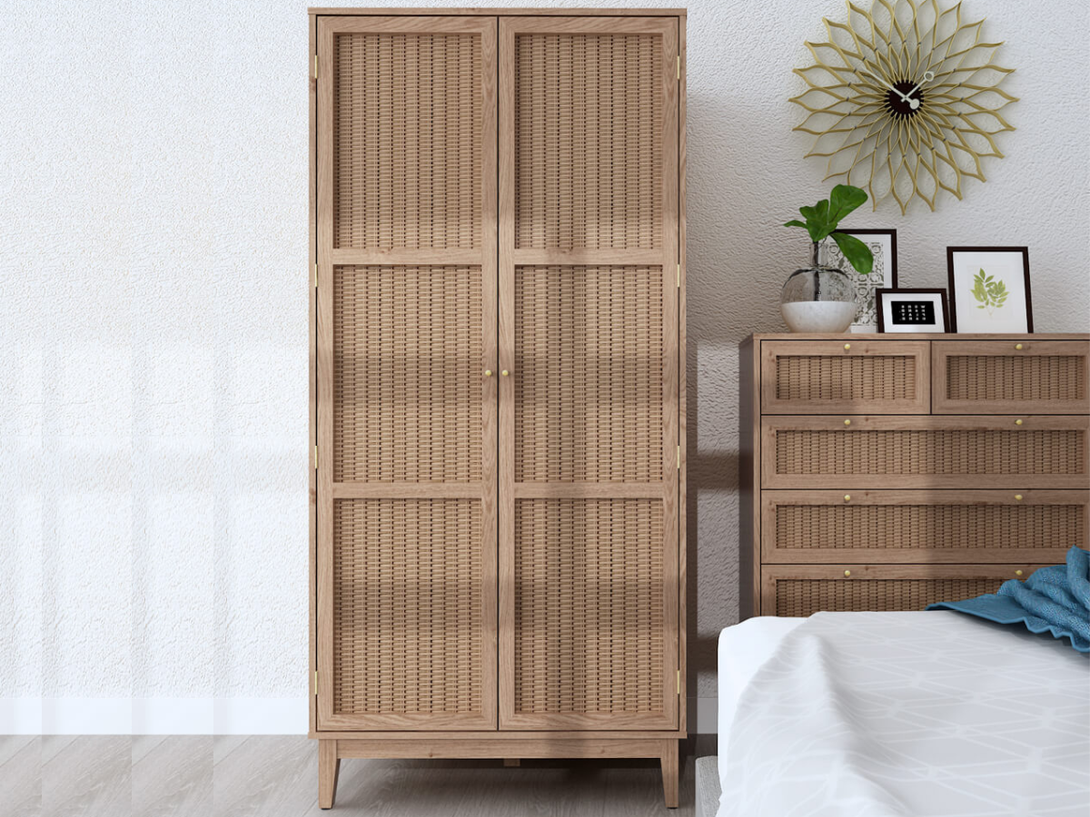 Bordeaux2DoorWardrobeOak Bordeaux 2 Door Wardrobe with Shelf - Image 1