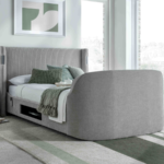 Darras TV Bed Frame with Dolby Atmos System Grey Fabric