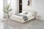 Moon Beige Chenille Storage Bed 140x190