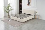 Moon Beige Chenille Storage Bed 140x190 - Image 3