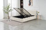 Moon Beige Chenille Storage Bed 140x190 - Image 4