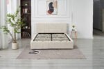 Moon Beige Chenille Storage Bed 140x190 - Image 5