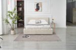 Moon Beige Chenille Storage Bed 140x190 - Image 6