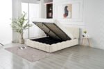 Moon Beige Chenille Storage Bed 140x190 - Image 7