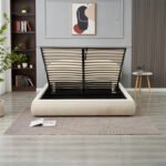 Babylone Beige Chenille Storage Bed 140x190 - Image 6