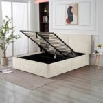 Olivia Beige Chenille Storage Bed 140x190 - Image 2