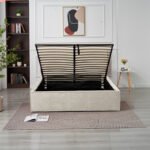 Olivia Beige Chenille Storage Bed 140x190 - Image 6