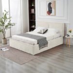 Olivia Beige Chenille Storage Bed 140x190 - Image 7