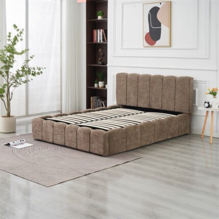 Moon Mocha Chenille Storage Bed 180x200