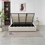 Moon Beige Chenille Storage Bed 180x200