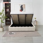 Moon Beige Chenille Storage Bed 180x200 - Image 2