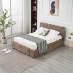 Moon Mocha Chenille Storage Bed 160x200