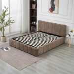 Moon Mocha Chenille Storage Bed 160x200 - Image 6
