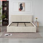 Olivia Beige Chenille Storage Bed 180x200