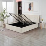 Olivia Beige Chenille Storage Bed 180x200 - Image 4