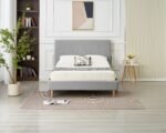 Square Grey Faux Leather Bed 160x200 - Image 2