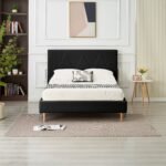 Square Black Faux Leather Bed 160x200