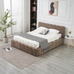 Moon Mocha Chenille Storage Bed 140x190