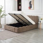 Moon Mocha Chenille Storage Bed 140x190 - Image 3