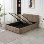 Moon Mocha Chenille Storage Bed 140x190 - Image 7