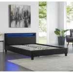 Grey LED Bed With Slatted Base