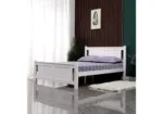 Batna White Wooden Bed 140x190 - Image 3