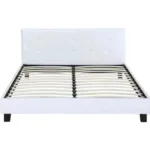 White Tufted Bed Blanc 140/160