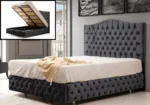 Paris Velvet Storage Bed with Upholstered Headboard 140x190