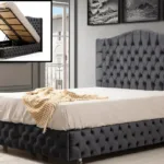 Paris Velvet Storage Bed with Upholstered Headboard 140x190