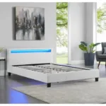 White LED Bed With Slatted Base