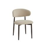 Lucile Beige Velvet Dining Chair Walnut Legs – Set of 4