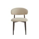 Lucile Beige Velvet Dining Chair Walnut Legs – Set of 4 - Image 2