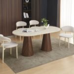 Corne Travertin Oval Dining Table 180x90x75cm