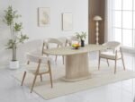 Loka Travertin Ceramic Oval Dining Table 180x90x75cm