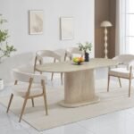 Loka Travertin Ceramic Oval Dining Table 180x90x75cm