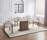 Loka Walnut Ceramic Travertin Oval Dining Table 180x90x75cm