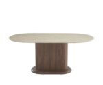 Loka Walnut Ceramic Travertin Oval Dining Table 180x90x75cm - Image 3