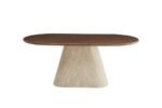 Ourlet Walnut Travertin Oval Dining Table 180x90x75cm - Image 3