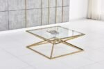 Pyramide Gold Glass Square Coffee Table 100x100x45cm