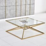 Pyramide Gold Glass Square Coffee Table 100x100x45cm