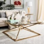 Pyramide Gold Glass Square Coffee Table 100x100x45cm - Image 2