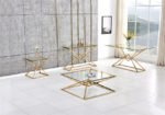 Pyramide Gold Glass Square Coffee Table 100x100x45cm - Image 3