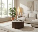 Toffee Ceramic Grey Round Coffee Table D100cm