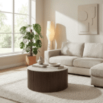 Toffee Ceramic Grey Round Coffee Table D80cm