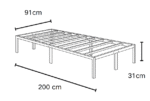 Black Metal Slatted Bed Base 90x200cm - Image 2