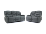Naples 3+2 Electric Recliner Sofas Grey Chenille Fabric - Image 2