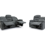 Naples 3+2 Electric Recliner Sofas Grey Chenille Fabric