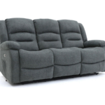 Naples 3 Seater Electric Recliner Sofa Grey Chenille Fabric