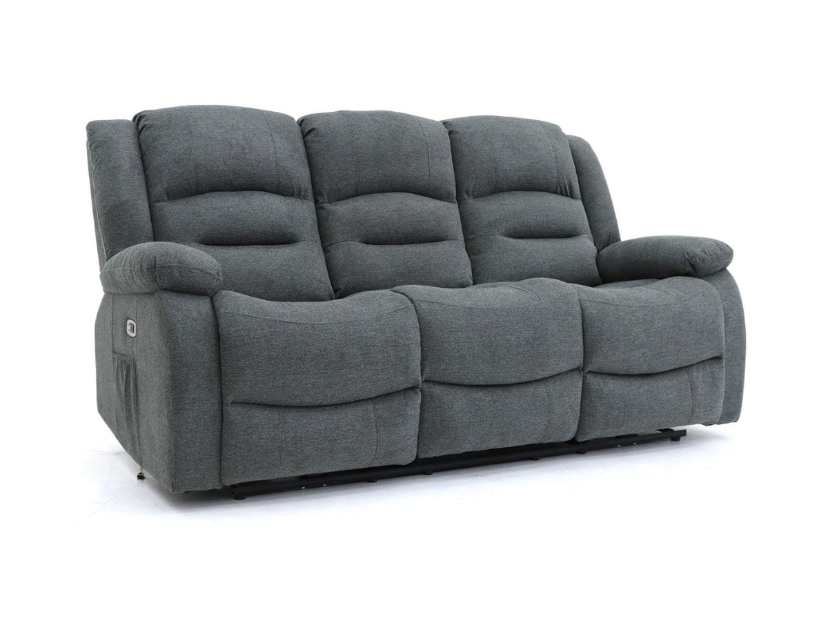 Napleselectricreclinersofa_7 Naples 3 Seater Electric Recliner Sofa Grey Chenille Fabric - Image 1
